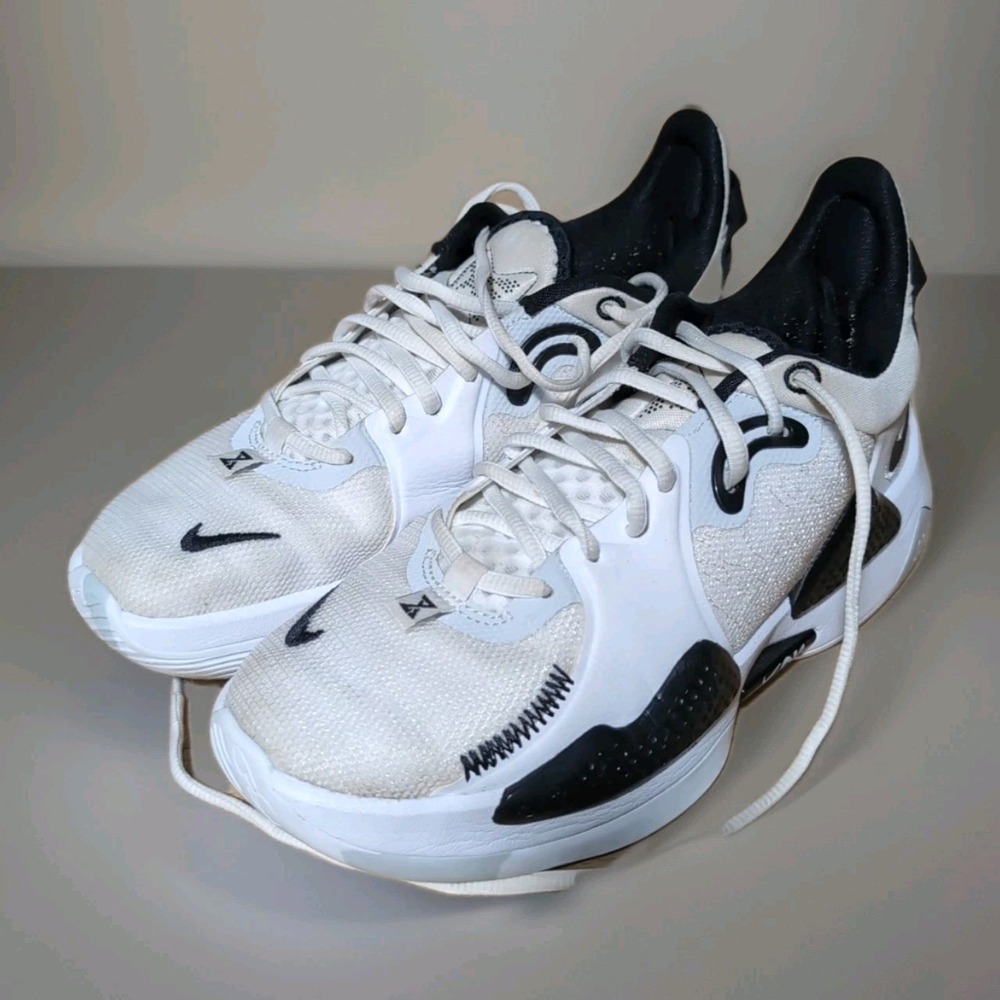 Nike‎ PG 5 TB Paul George Team White Black Sneakers DA7758-100 Mens Sz 6.5